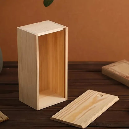 Pine Pull-Out Box Sliding Cover Wooden Box Wooden Storage Box Log Drawer